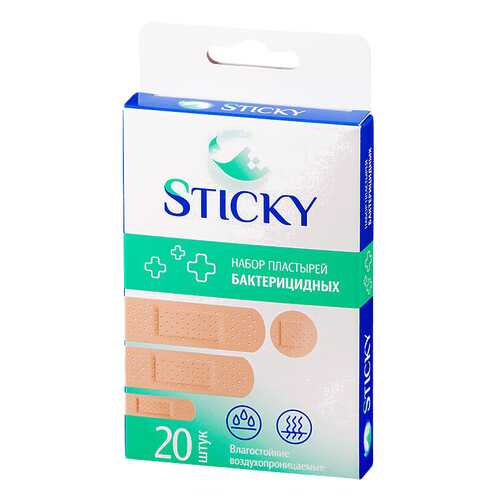 Пластырь бактерицидный Sticky влагостойкий 1,9 х 7,2 см 20 шт. в Фармация