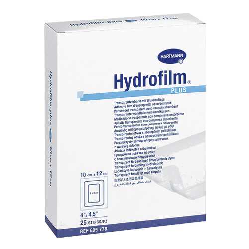 Прозрачная повязка HARTMANN Hydrofilm plus с впитывающей подушечкой 10 см х 12 см 25 шт. в Фармация