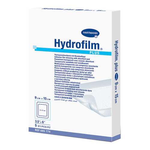 Прозрачная повязка HARTMANN Hydrofilm plus с впитывающей подушечкой 9 см х 15 см 5 шт. в Фармация