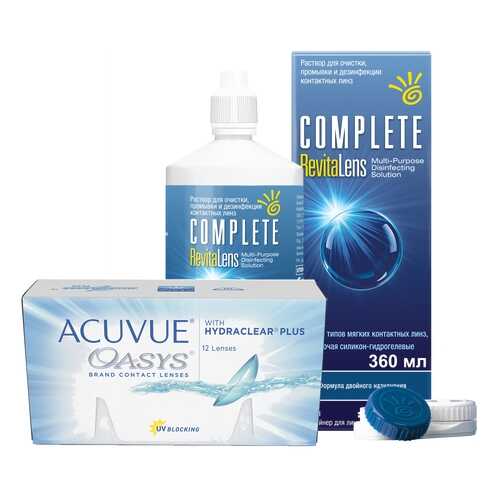 Контактные линзы Acuvue Oasys 12 линз R 8.4 -1.50 + Раствор Complete RevitaLens 360 мл в Фармация