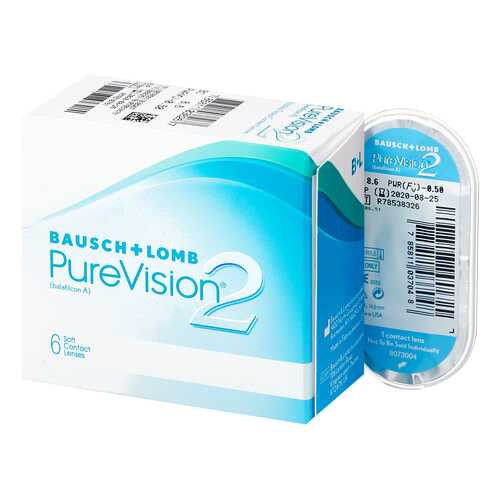 Контактные линзы PureVision 2 6 линз -1,00 в Фармация