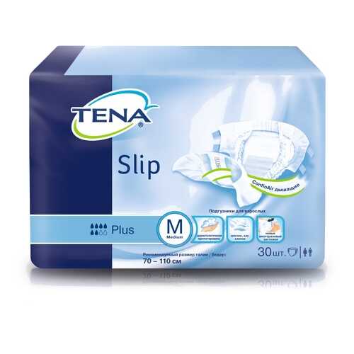 Подгузники для взрослых TENA Slip Plus М дыщащие 30 шт. в Фармация